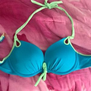 Victoria’s Secret push-up swim bikini top blue
